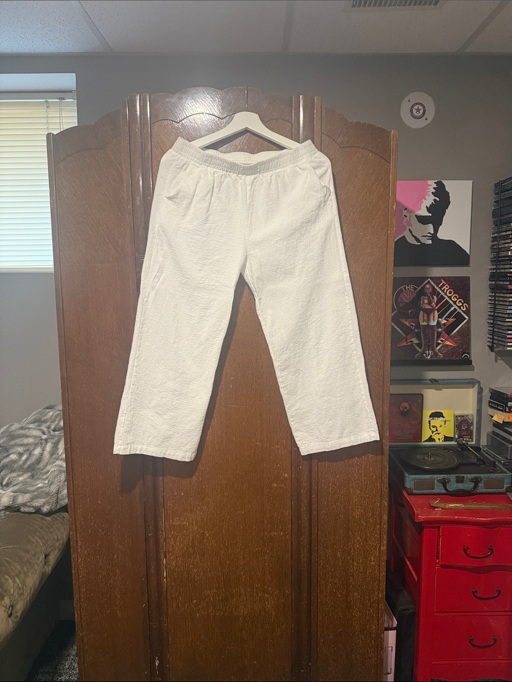 Kids White Elastic Waist Casual Pants